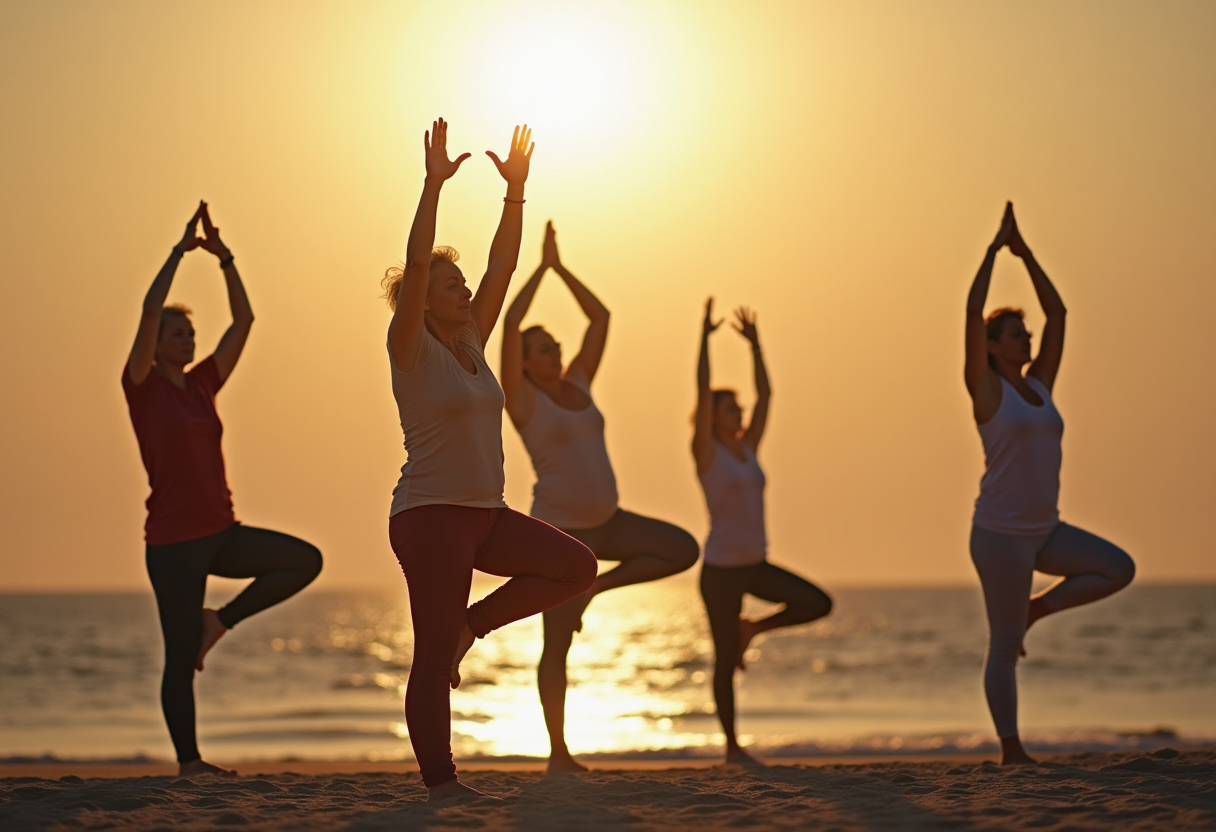 Заняття йогою на свіжому повітрі